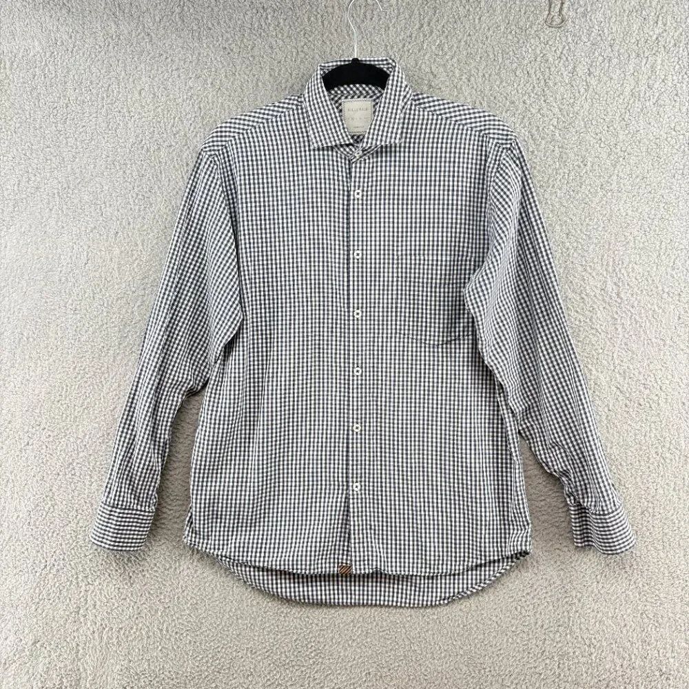 Billy Reid Men’s Standard Cut Button Down Shirt Medium Navy White Gingham Cotton